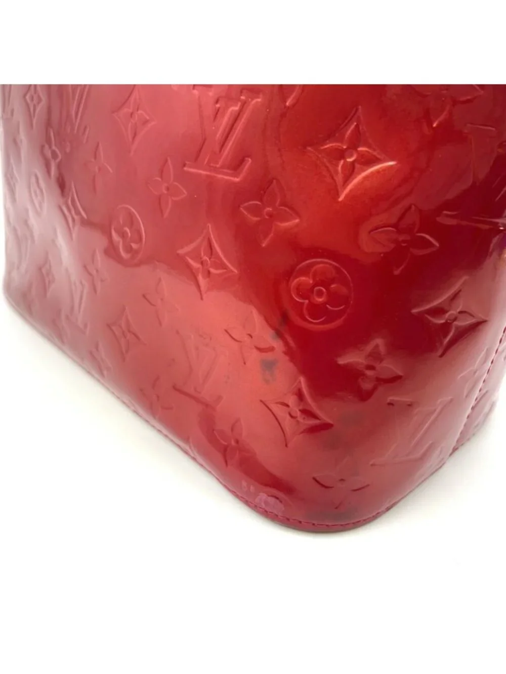 Louis Vuitton Houston Monogram Vernis Pomme D'amour Enamel Leather Red Tote Gold - Picture 7 of 14